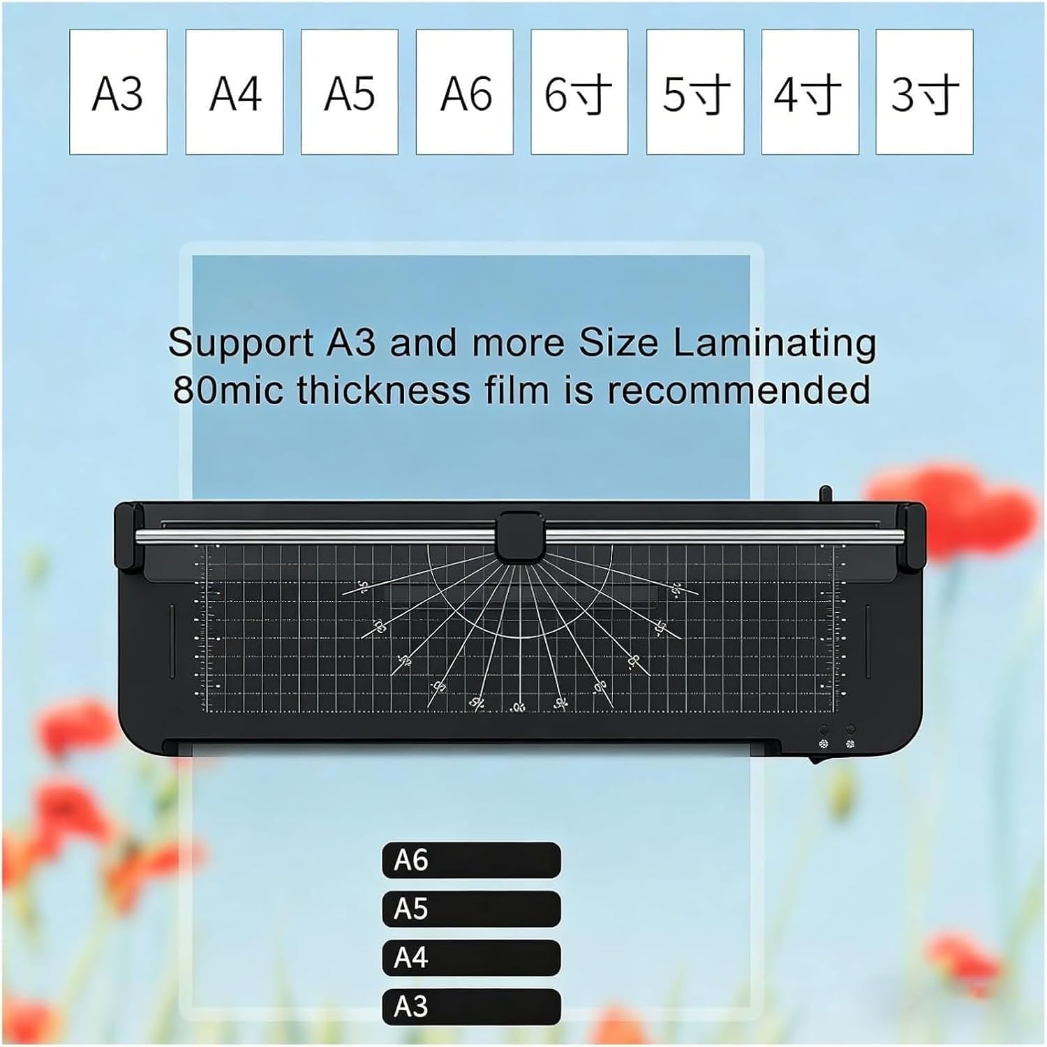 Plastificatrice A3/A4, Plastificatrice fotografica, Laminazione termica e a freddo con preriscaldamento rapido, Rilascio anti-inceppamento ABS Never-Jam, Portatile per Home Office School