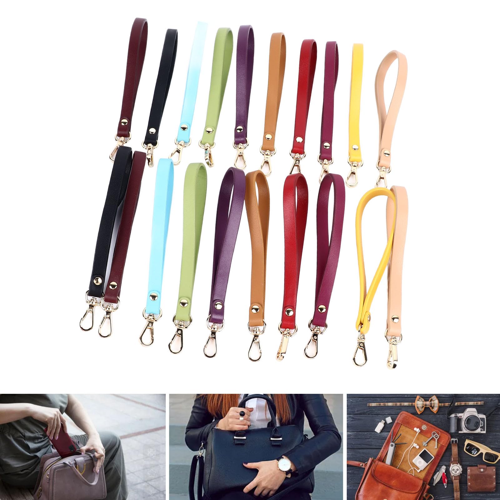 Juego De Llavero con Cordón De Muñeca De 20 Piezas, Titular De Llavero con Correa De Pulsera De Cuero Genuino Suave Y Duradero Multiusos