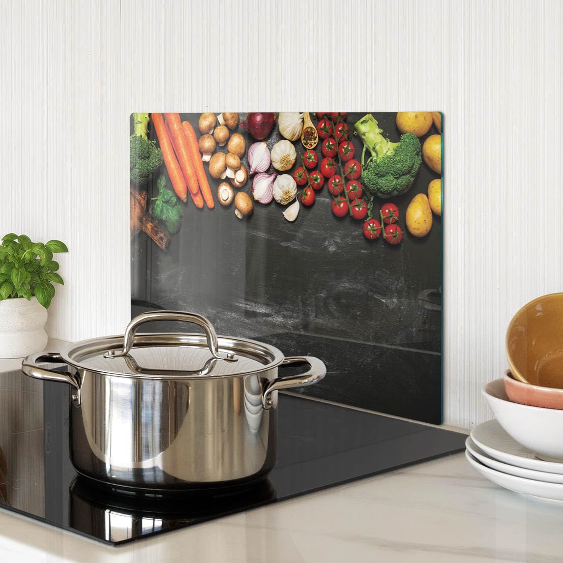 Accessorio da cucina: Coperchio in vetro e tagliere 40x30 cm Verdure