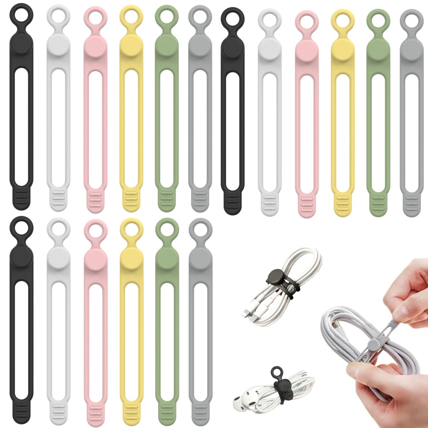 Data Cable Organizer 2026 NEW Elastic Silicone Cable Ties Reusable Cable Ties Wire Management Organizer Multi-Purpose Cord Organizers
