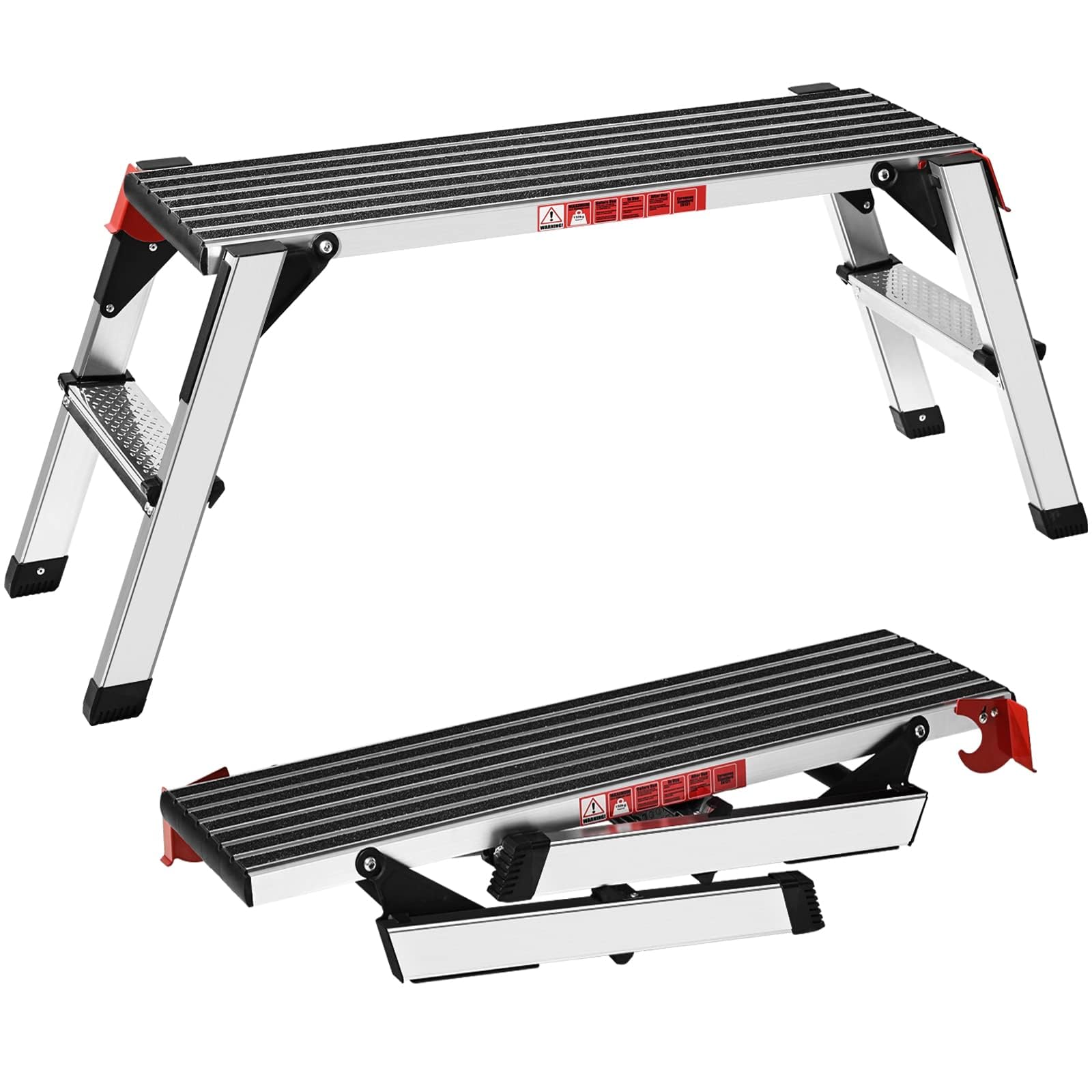 Sgabello Pieghevole In Alluminio Per Camper - Passo Regolabile In Altezza 19,5-24,5 Cm, Piattaforma Antiscivolo, Supporta 453 Kg, Giallo - 3