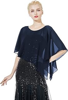 BEAUTELICATE Asymmetrical Capelets Chiffon Capes Wedding Bridal Shawls Wraps For Women Evening Dress