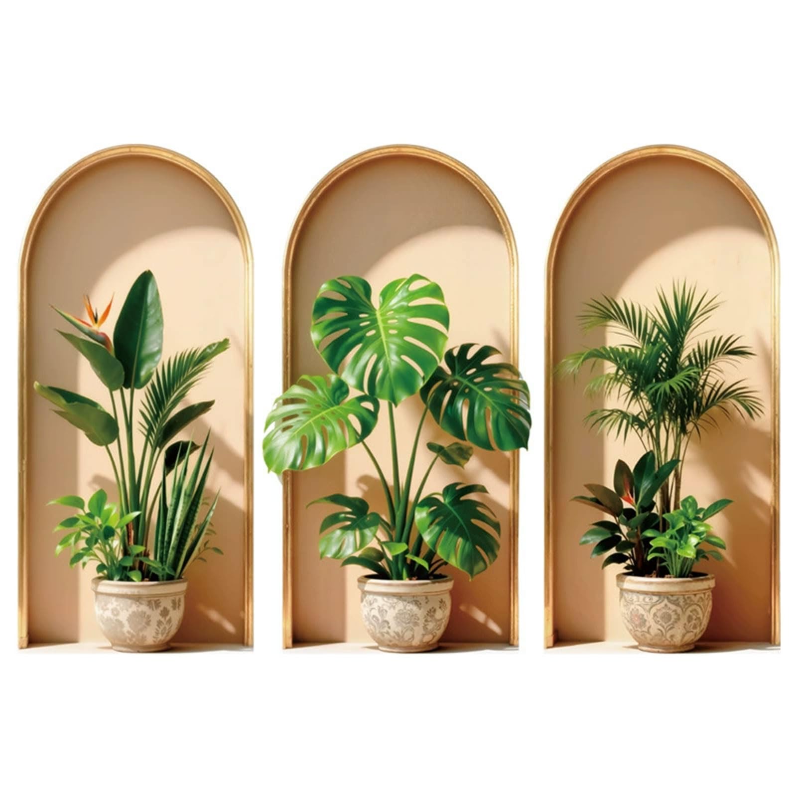 milaosk 3D Wall Decals Potted Plant Wall Stickers Monstera Arch Nature