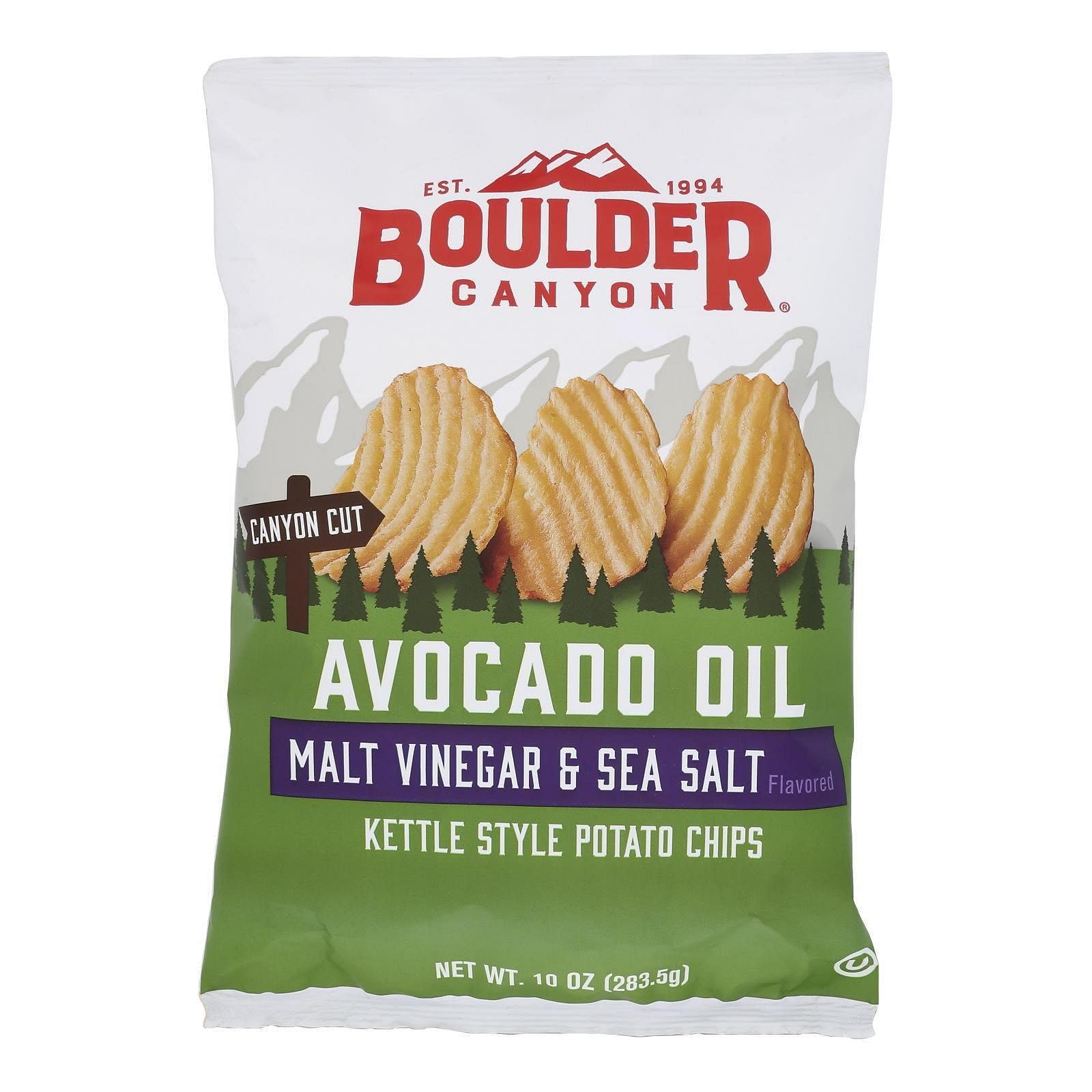 Avocado Oil Canyon Cut Kettle Cooked Potato Chips - Malt Vinegar & Sea Salt 10 oz. (Pack of 3)