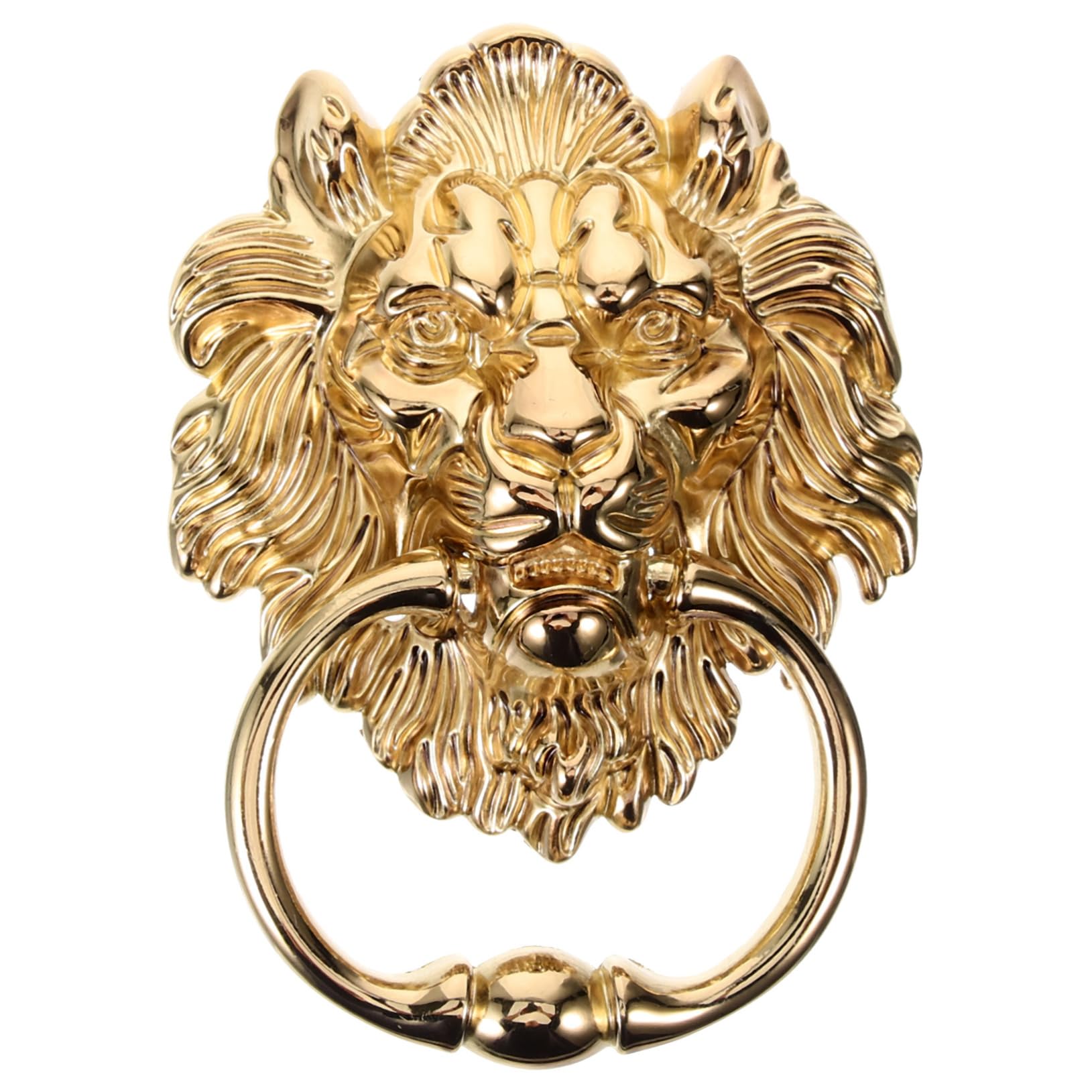 SHINEOFI Poignée De Tirage De Porte Heurtoir Tete De Lion Poignee De Porte De Portail Décorative Métal Dorée