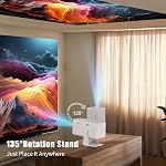 Intelligent Mini Projecteur avec applications, 4K Appui WiFi & Projecteur de film portable Bluetooth avec haut-parleur, Keystone automatique, pour chambre, plafond, camping & Utilisation en extérieur