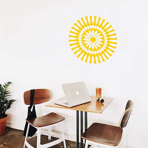 Miniatura 2 de Calcomanía de vinilo para pared, figura abstracta de girasol, 23 x 23 pulgadas, ilusión óptica moderna para el hogar, dormitorio, apartamento, lugar