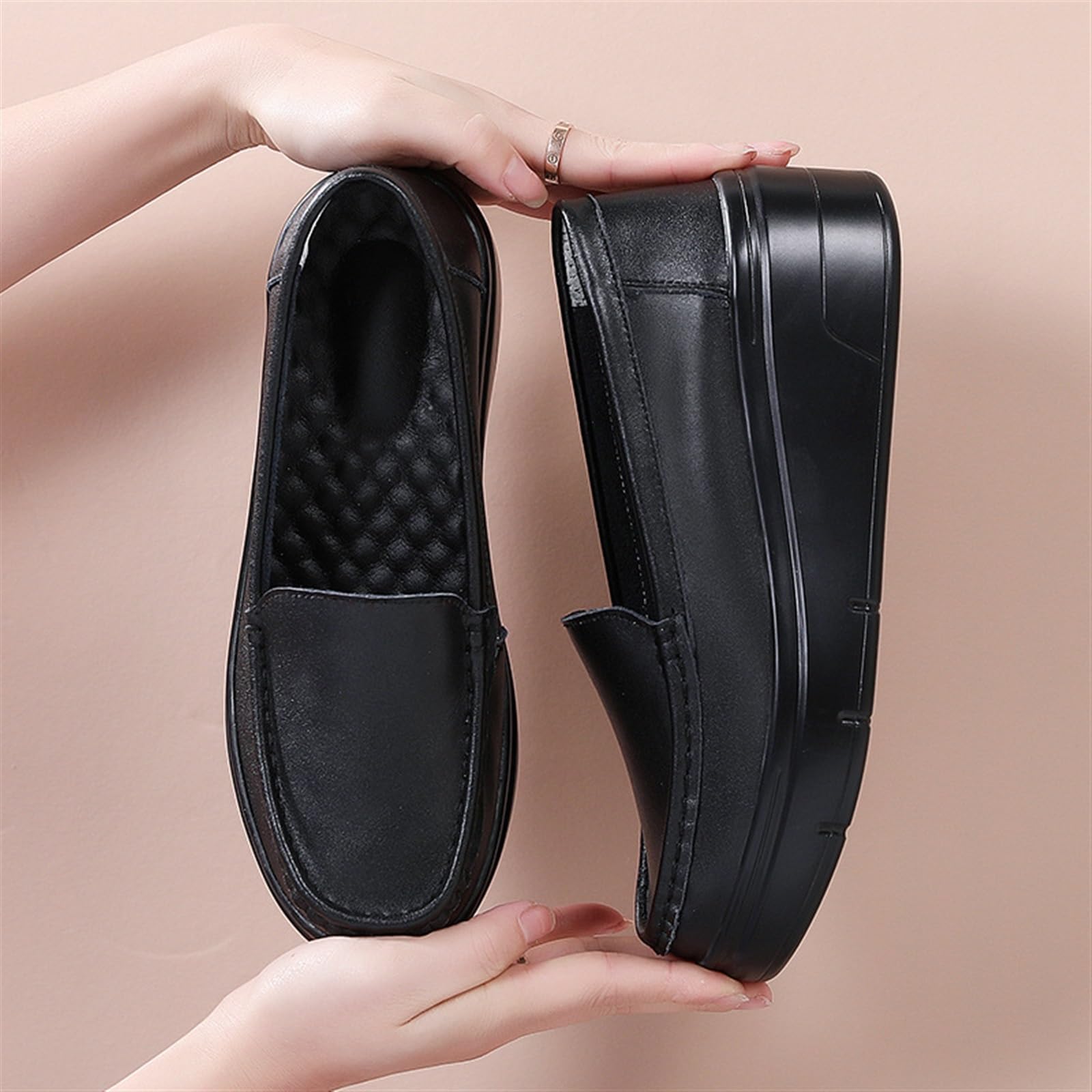 rutschfeste Stillschuhe Für Damen, Frauen Slip-On Casual Bequeme Atmungsaktive Leder Krankenschwester Schuhe, Plattform-Keil-Breathable-Laufschuhe, Für Medizinisches Personal