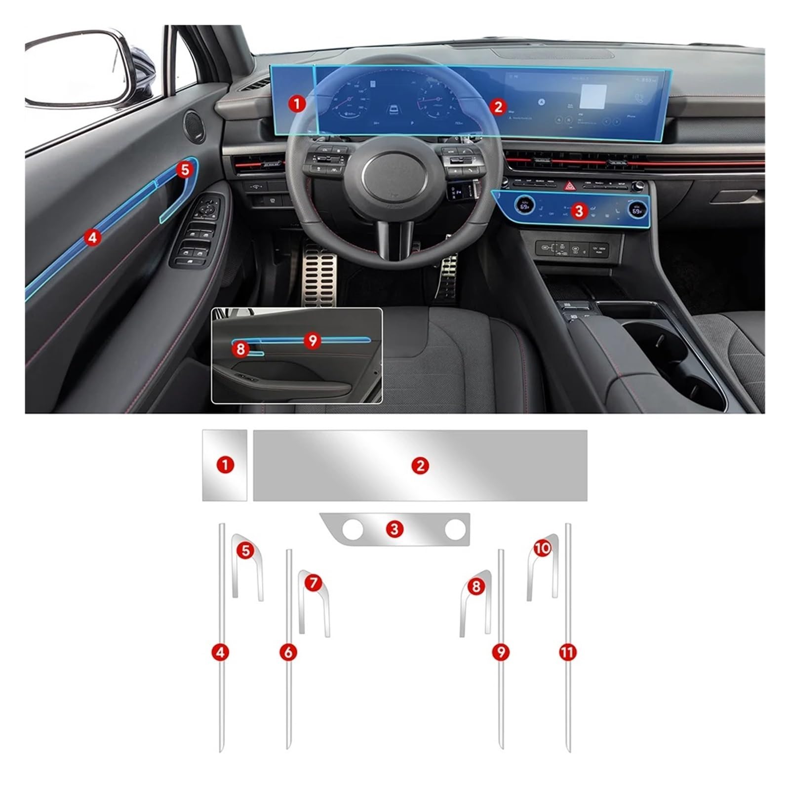 Navigation Schutzfolie Für Hyundai Für Sonata 2024 2025 2026 TPU Innen Film Center Konsole Display-schutzfolie Anti-scratch Reparatur Klare Aufkleber