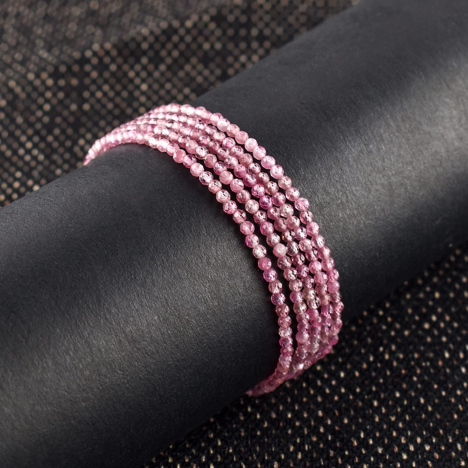 YANARA Gemstone Bracelets For Women Birthstone, Natural Gemstone Layered Micro-Beads, Dainty Handmade Jewelry Chakra Energy Healing Crystals Silver Plated Chain 8 inch Adjustable