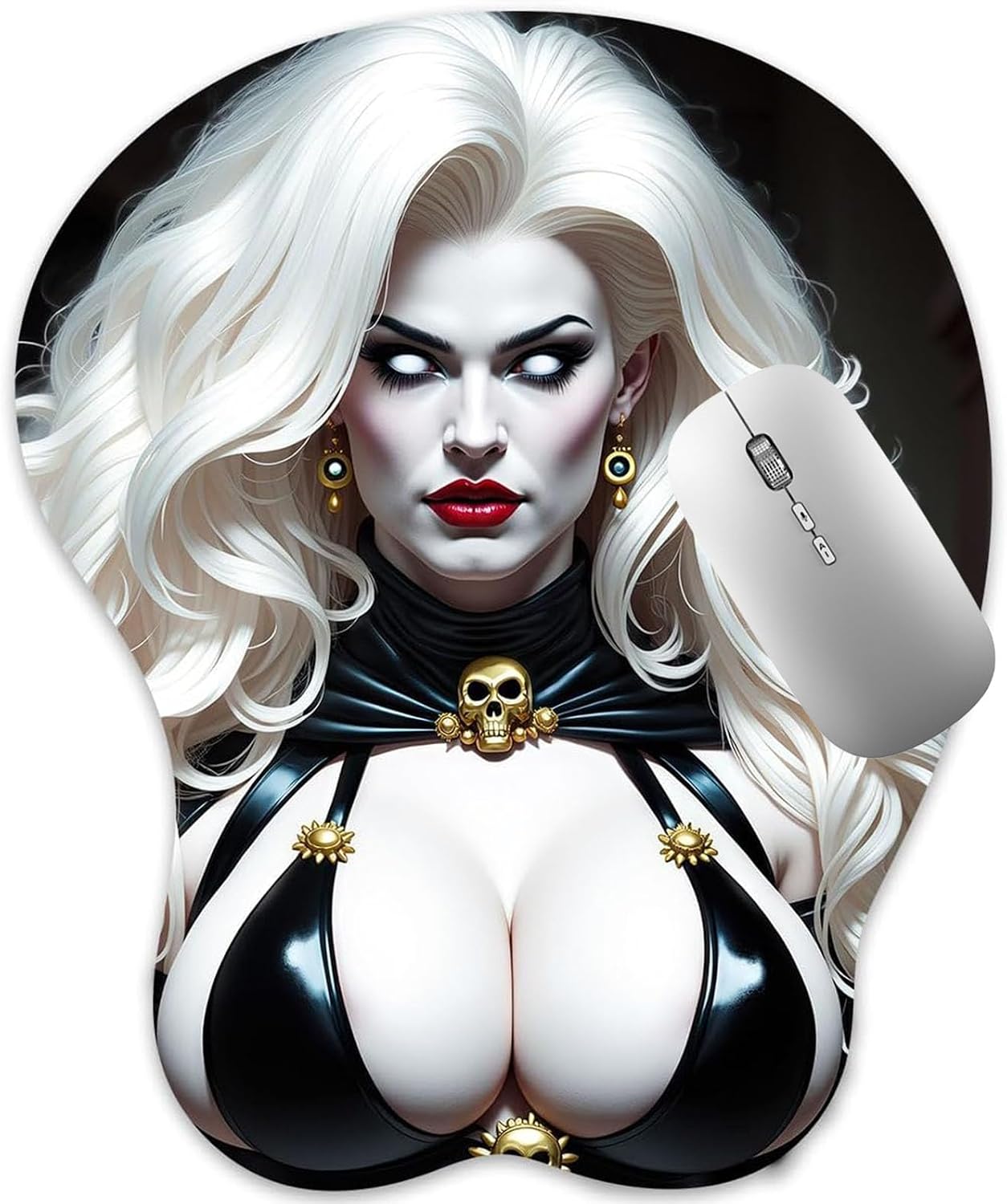 3D Mouse Pad Oppai Mousepad with Soft Gel Wrist Rest Anime Manga Gaming Boob pad Anti-Slip Mouse Mat （Lady-Death）