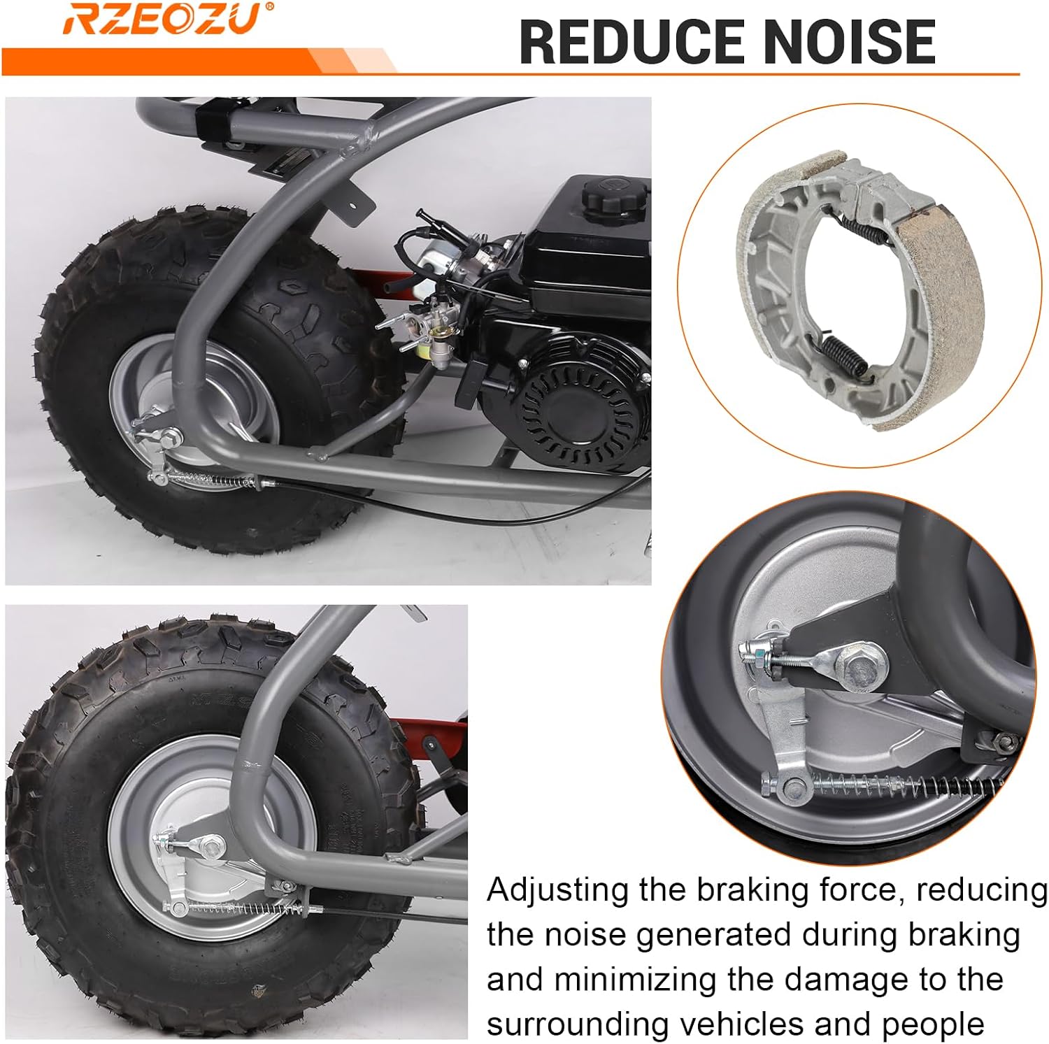 Mini Bike Drum Brakes Kit Replacement for Coleman CT200U BT200X Baja Warrior Massimo MB165 MB200 Predator 212cc 196cc Engine Minibike Accessories Parts 7/8 Handle Lever 105mm Brake Shoes Black