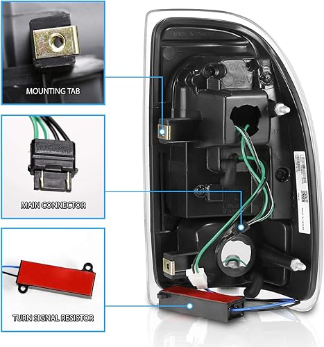 Miniatura 6 de AmeriLite Para Dodge Dakota 1997-2004 tipo C halógeno, LED, luces traseras, juego de lámparas de freno de cabina tripulación, lado del pasajero y