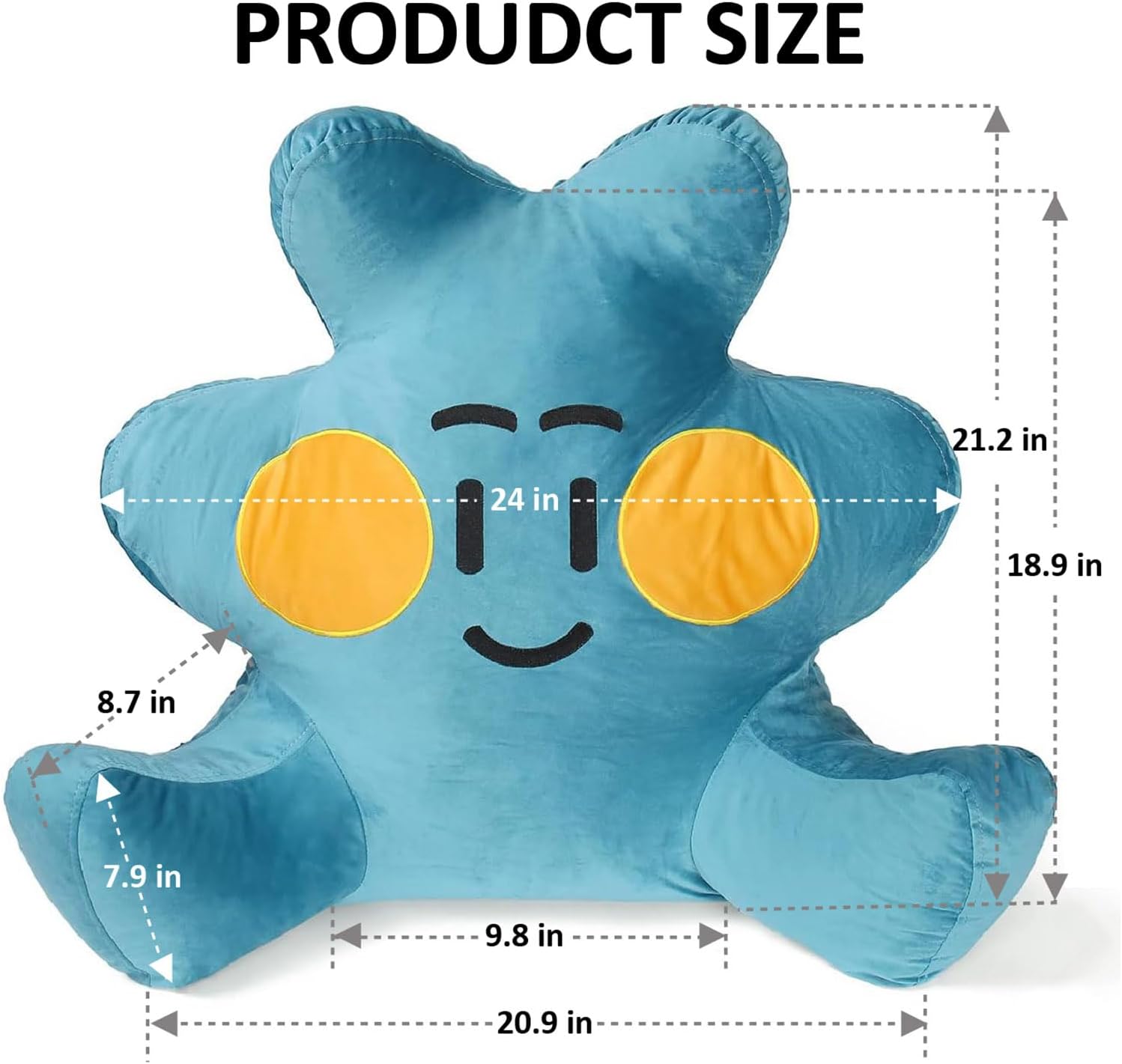 Reading Pillow with Shredded Memory Foam, Designed for Sitting Up in Bed and Couch, Back and Arms Adjustable Support for Adult & Teens、Backrest Pillows for Reading, with Washable Cover sky （sky blu）