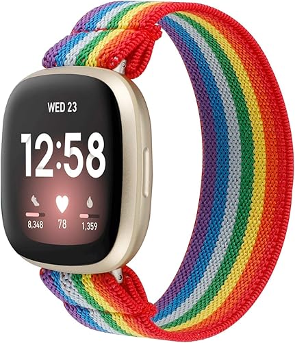TOYOUTHS Compatible con Fitbit Sense BandVersa 3 bandas para mujeres y hombres, correa elástica de tela de nailon elástica Solo Loop accesorios de