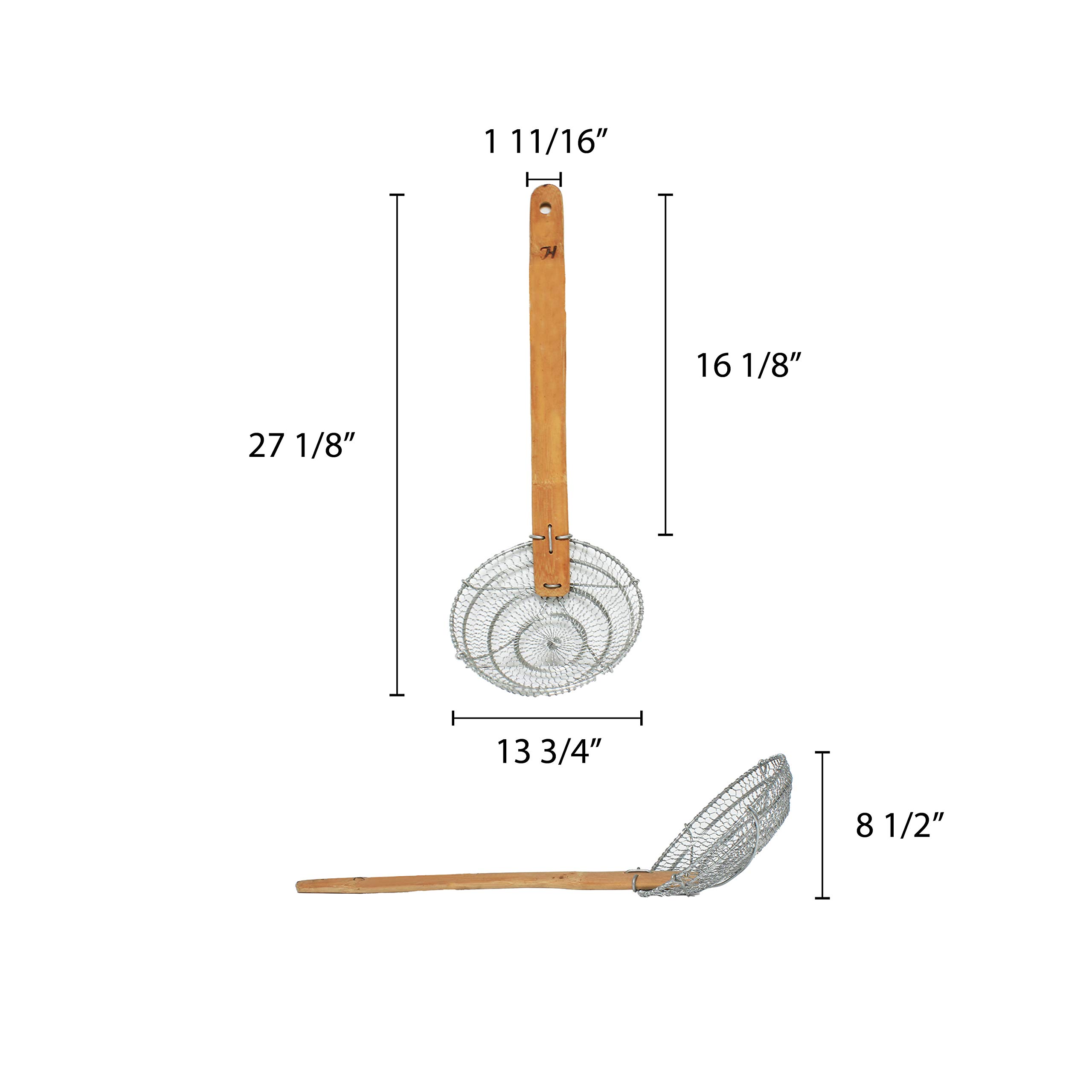 Thunder Group SLSKR014GV – Skimmer In Bambù E Acciaio, Maglia Grossa, 30 Cm | Per Friggere E Cucina