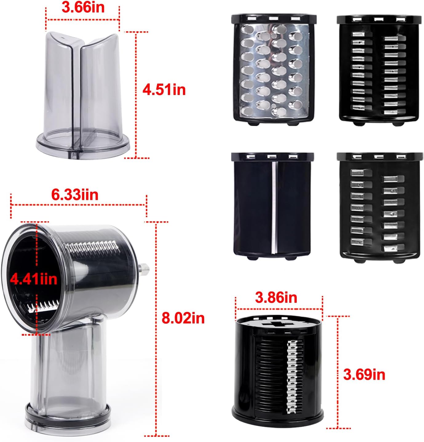 Slicer & Shredder Grater Attachment Compatible with KitchenAid Stand Mixer, 5 Blades Cheese Grater Attachment,Salad Machine with Vegetable Slicer, Salad Maker