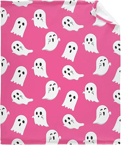 Miniatura 2 de Manta de fantasmas rosados divertidos, regalos para niñas y niños, manta espeluznante de Halloween, manta de regalo para decoración de bebé, felpa