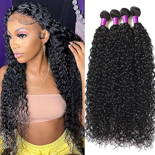 Miniatura 1 de Mechones húmedos y ondulados, 100% cabello virgen brasileño sin procesar, 10A, rizado al agua, 3 paquetes de extensiones de cabello humano para