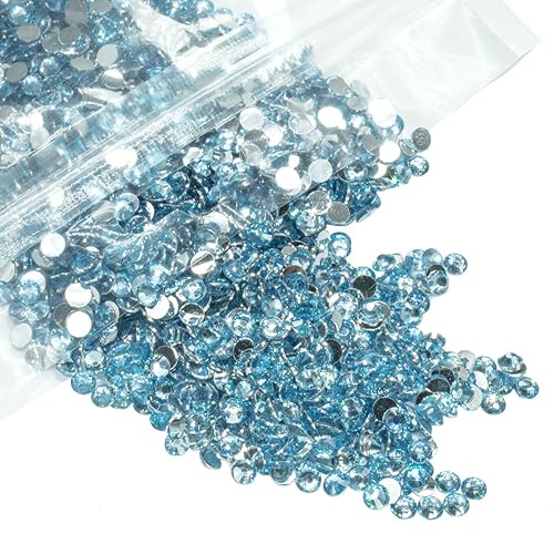 5000 diamantes de imitación de resina azul claro de 0.157 pulgadas para manualidades, diamantes de imitación de parte trasera plana azul cielo SS16