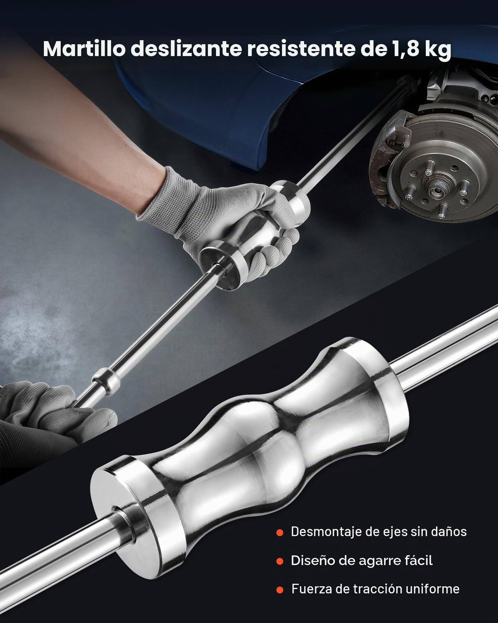 VEVOR Juego de Extractores de Eje Homocinético Interno con Martillo Deslizante 16 mm a 48 cm y Adaptador de Horquilla de Junta Homocinética 5 y 6.35 cm, a Mecánicos y Aficionados al Bricolaje