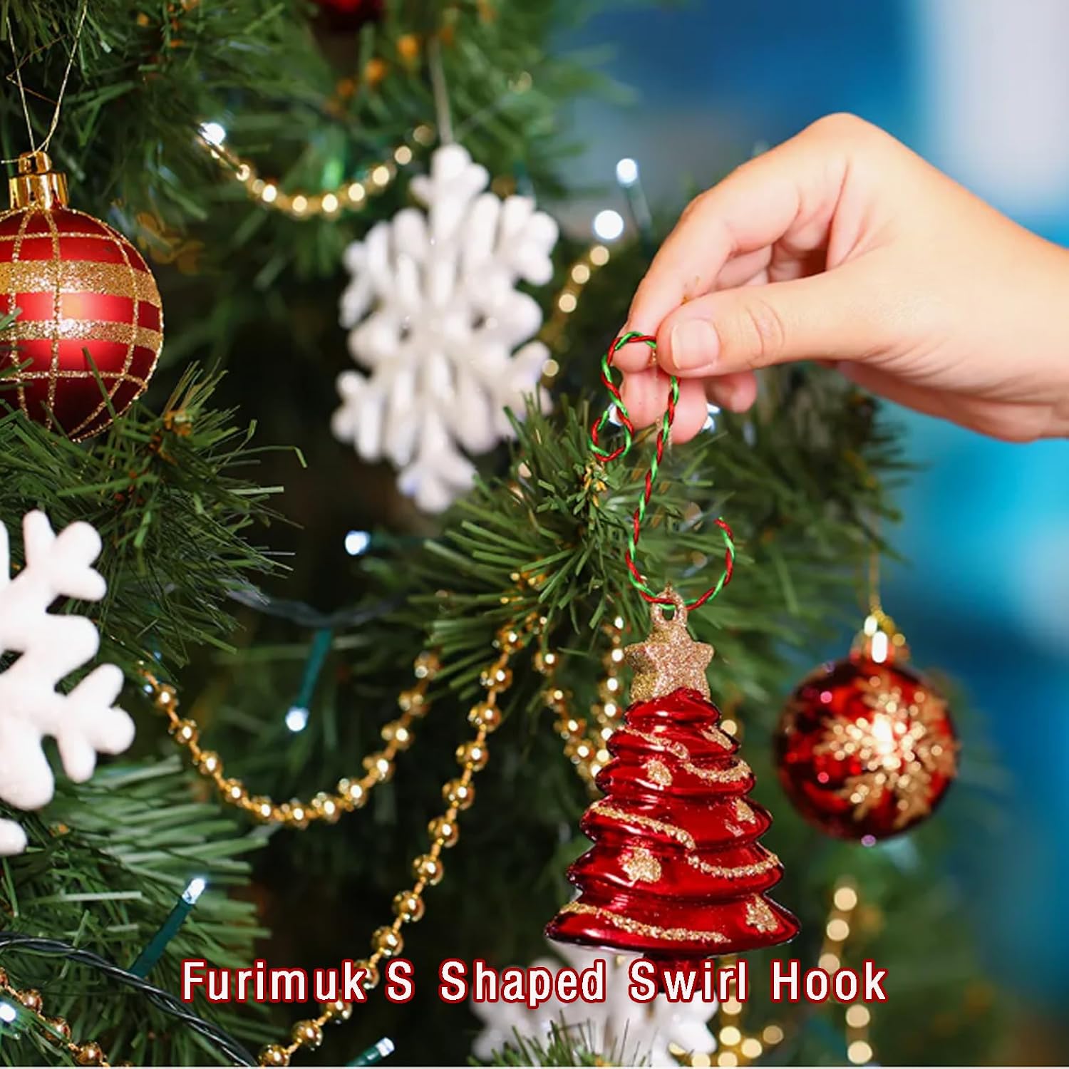 Furimuk 20 Pack Christmas Ornament Hooks Decorative Double Color S Shaped Swirl Hooks Christmas Tree Ornament Hangers Metal Wire Hanging Hook for Home Xmas Party Tree Decoration (Red Green) image 5
