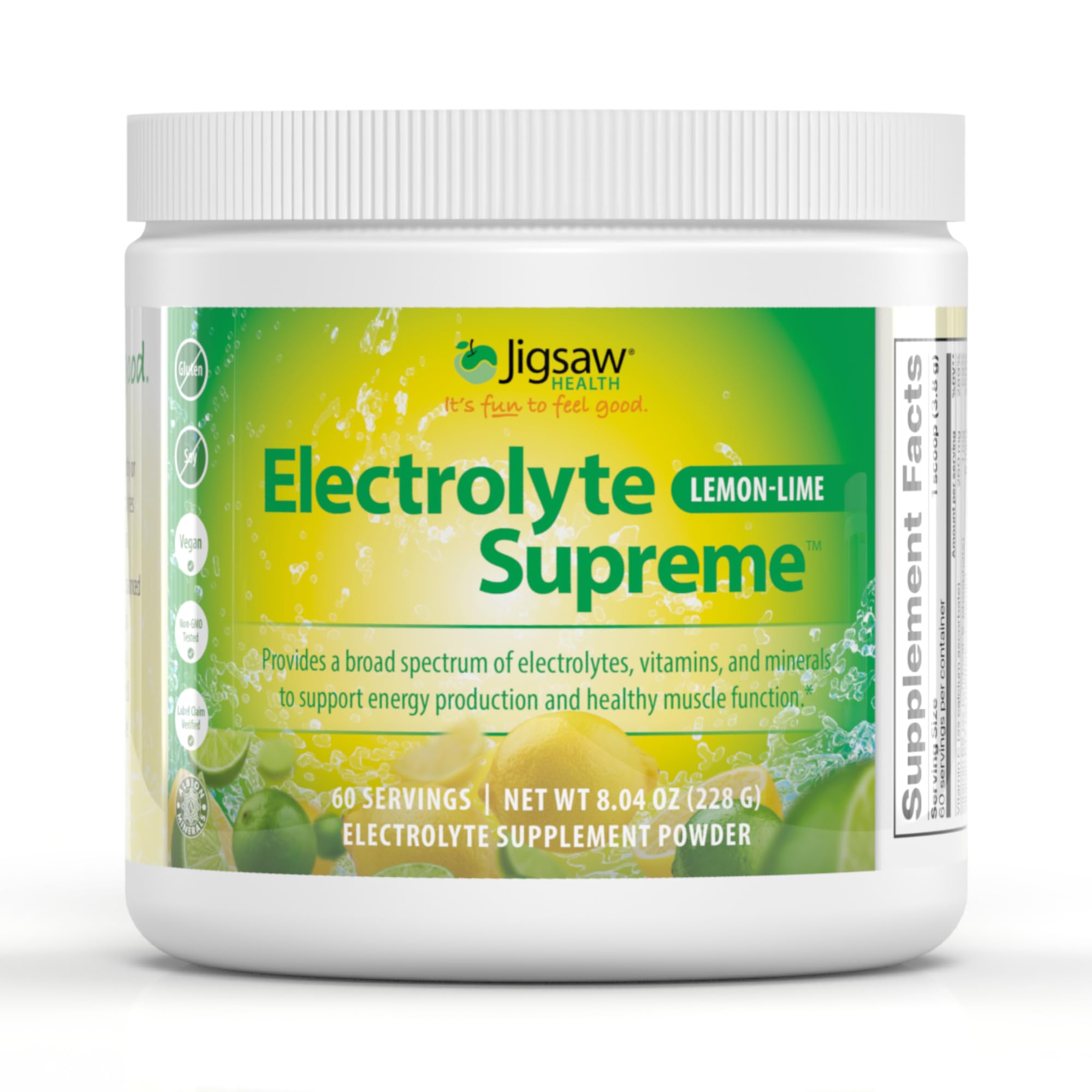 - Electrolyte Supreme Powder Drink Mix - Great Tasting Lemon-Lime Flavour - Broad Spectrum of Electrolytes + Trace Minerals - 60 Servings (Lemon Lime, Jar)