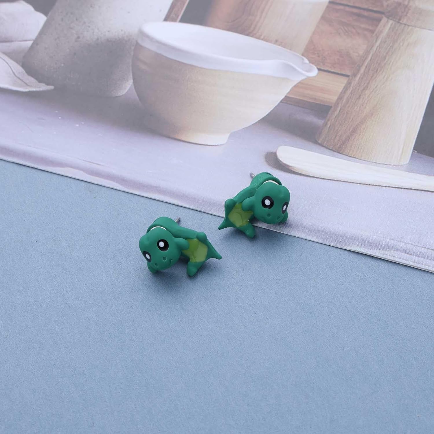 Boho Brown Cartoon Dinosaur Earrings Yellow Funny Animal Earring Vintage Cute Dinosaur Stud Earrings Personalized Animal Ear Jacket Earring Jewelry for Women - Image 5