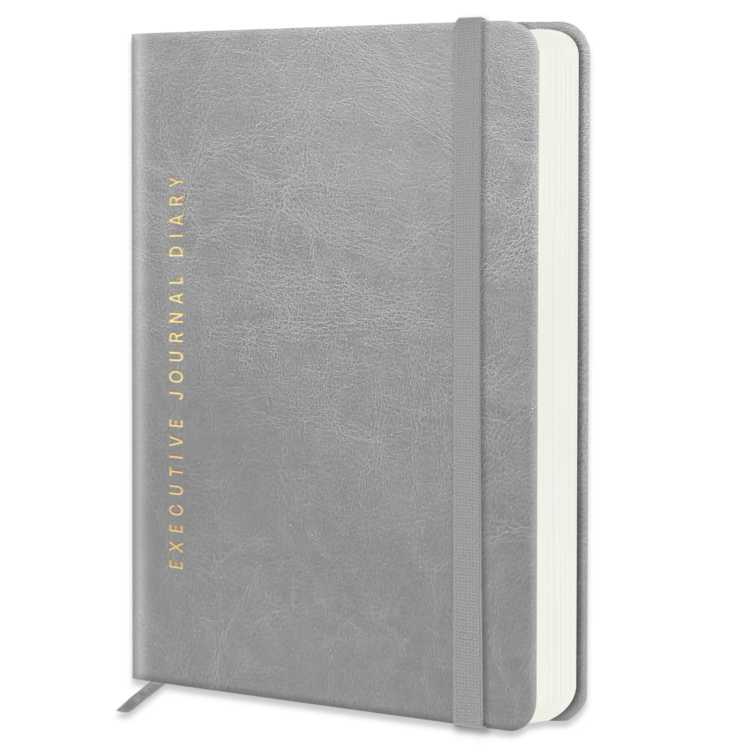 Jhingalala PU Leather Hard Bound Executive Diary with Elastic Lock For Office and Personal Daily Planner Journal Dary I A5 Size Notebook Diary I 21x15 Cm I Undated 288 Ruled Pages (Grey)