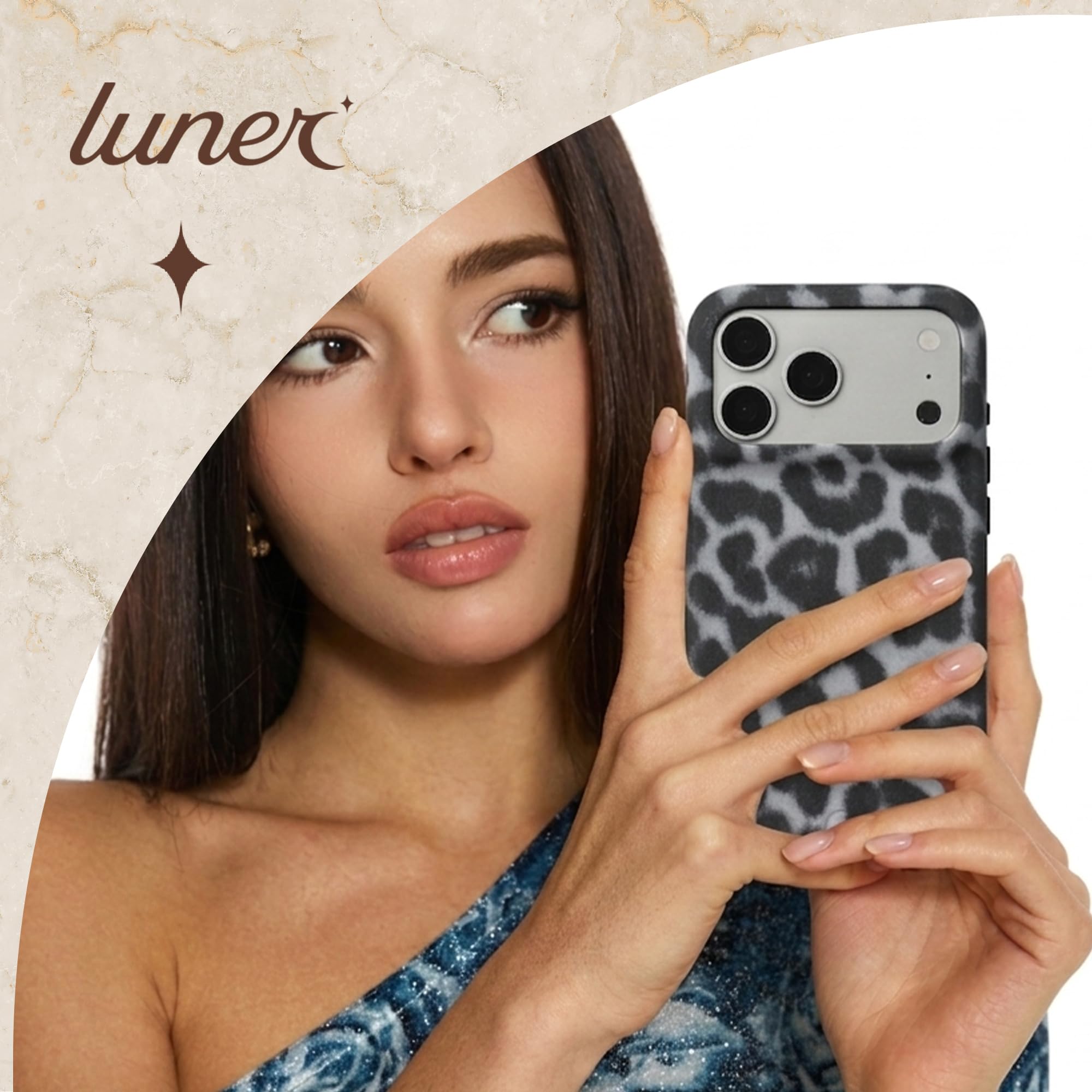 Luner - Funda para iPhone 17 Pro Max - Funda aterciopelada con estampado de leopardo [compatible con Magsafe] - Control de cámara y botón de IA - Fundas de diseño para mujer - Bonito estampado animal