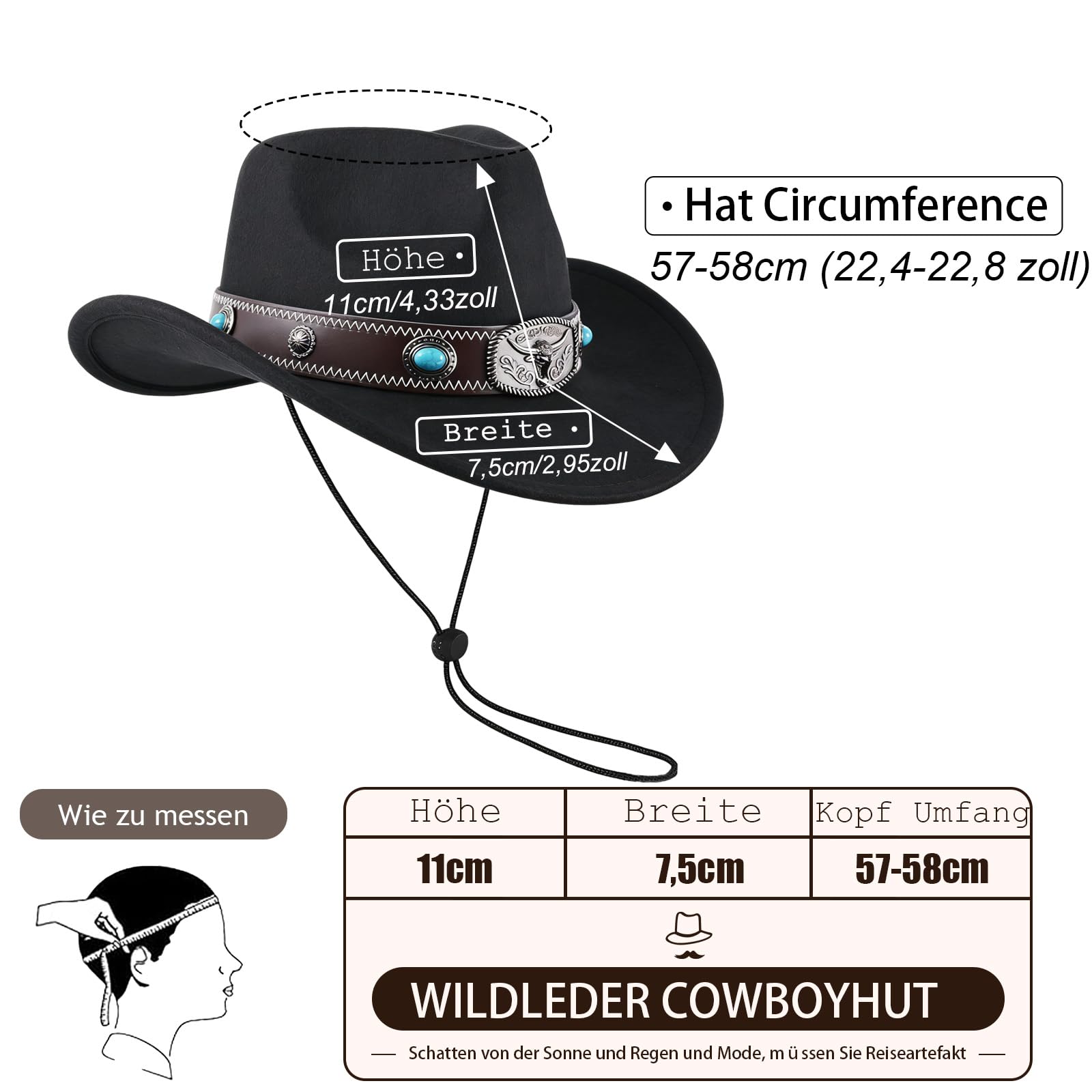 Klassischer Unisex Cowboy Hut für Männer und Frauen, Solid Denim Hut mit Bull Head Dekoration, Vintage Jazz Stil, Erwachsener Cowboy Hut, perfekt für jedes Cowboy Abenteuer