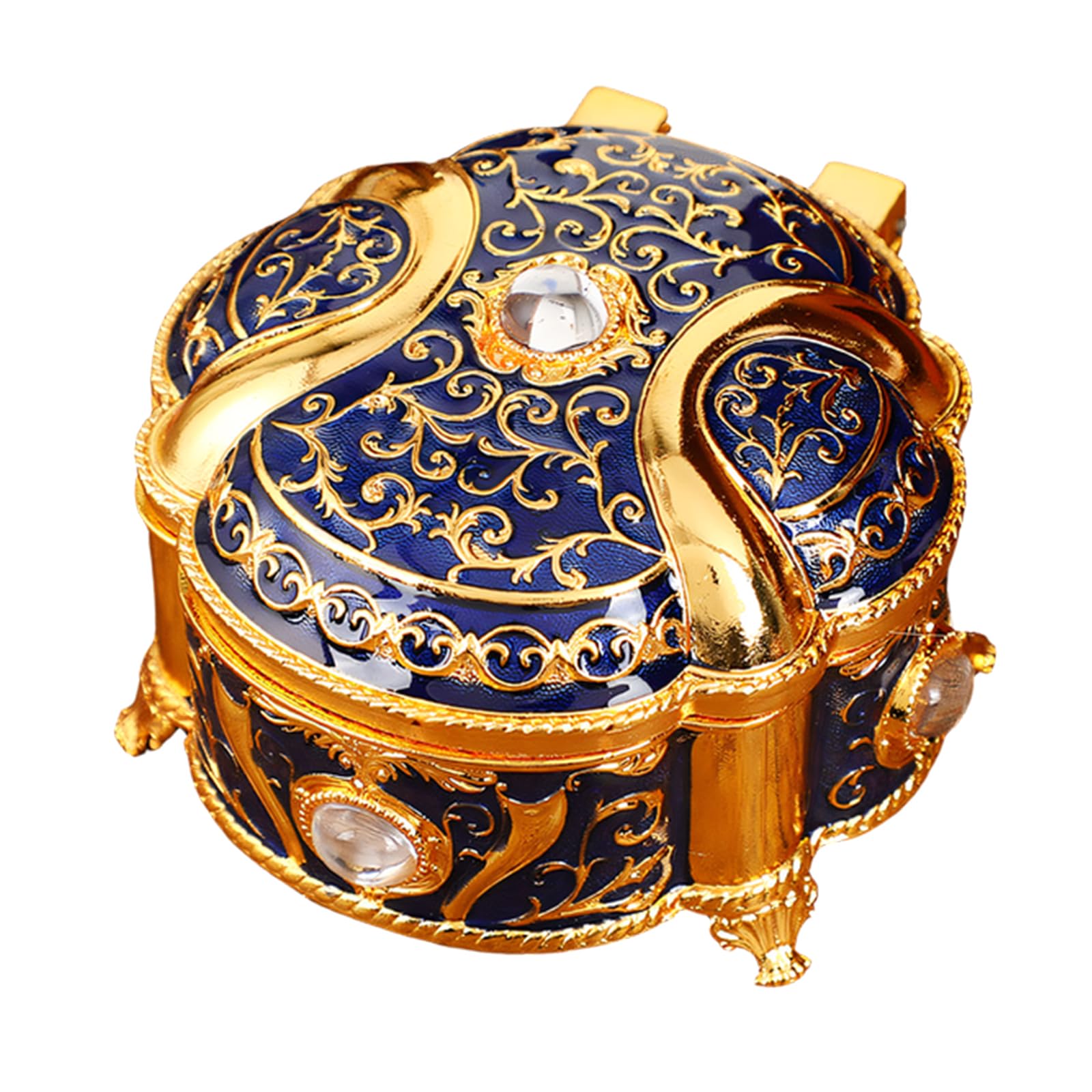Msioytog Metal Storage Container for Home Decoration Enameled Finish Crystal Accents Trinket Organiser