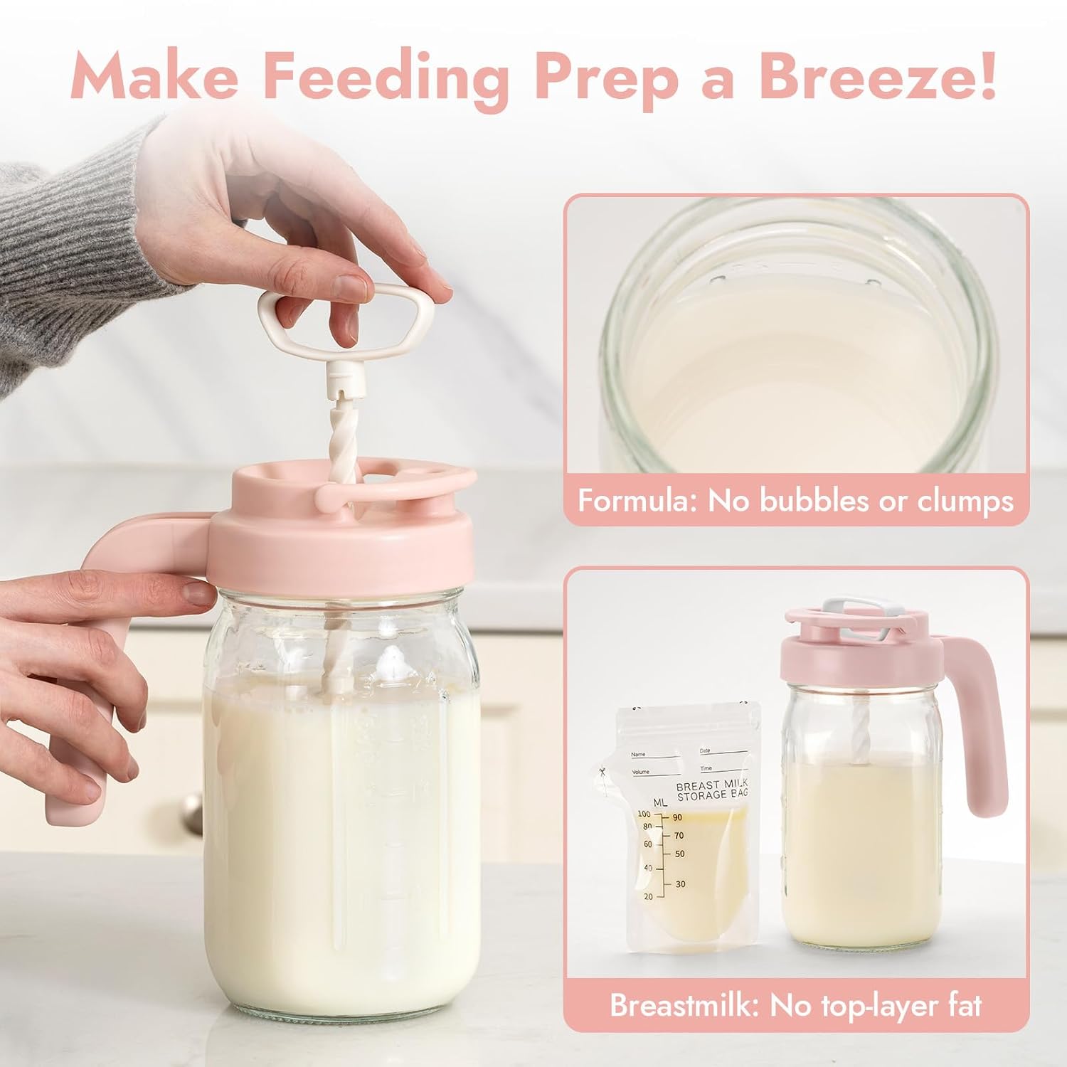 Papablic Breast Milk Alcohol Test Strips and Glass Formula Mixing Pitcher
