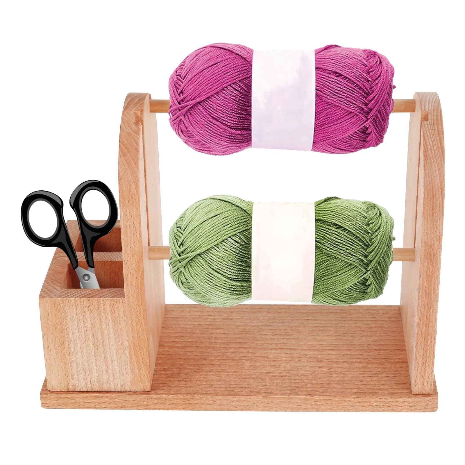 Soporte for hilo for ganchillo, estante for de madera, práctico dispensador bolas, Spinner fácil montar para Hilo de Lana