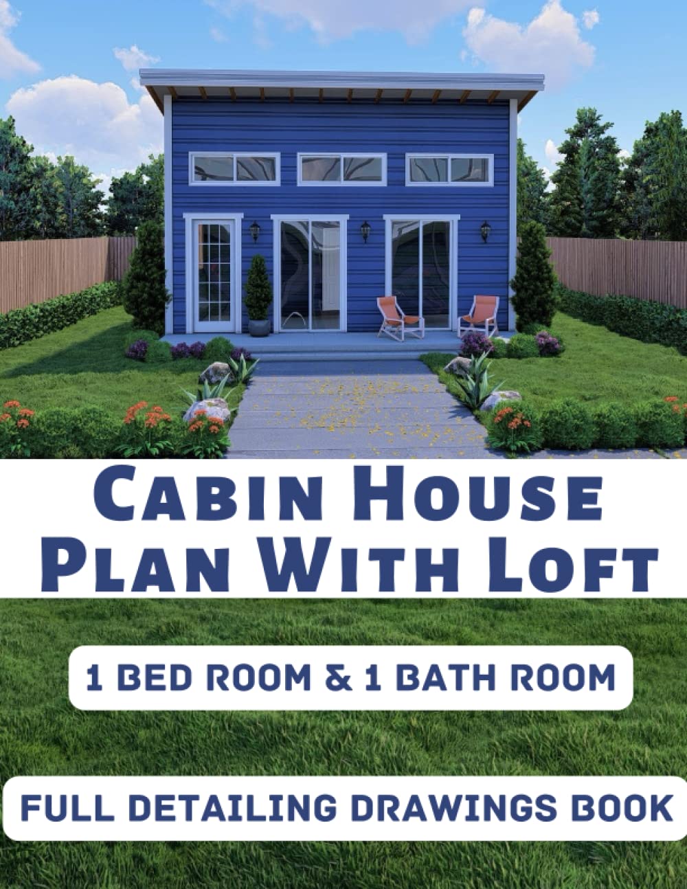 Custom 400.83 sq. ft. Tiny Cabin House Plan with Loft 1 Bedroom & 1 Bathroom with Original CAD File: Full Construction Drawing