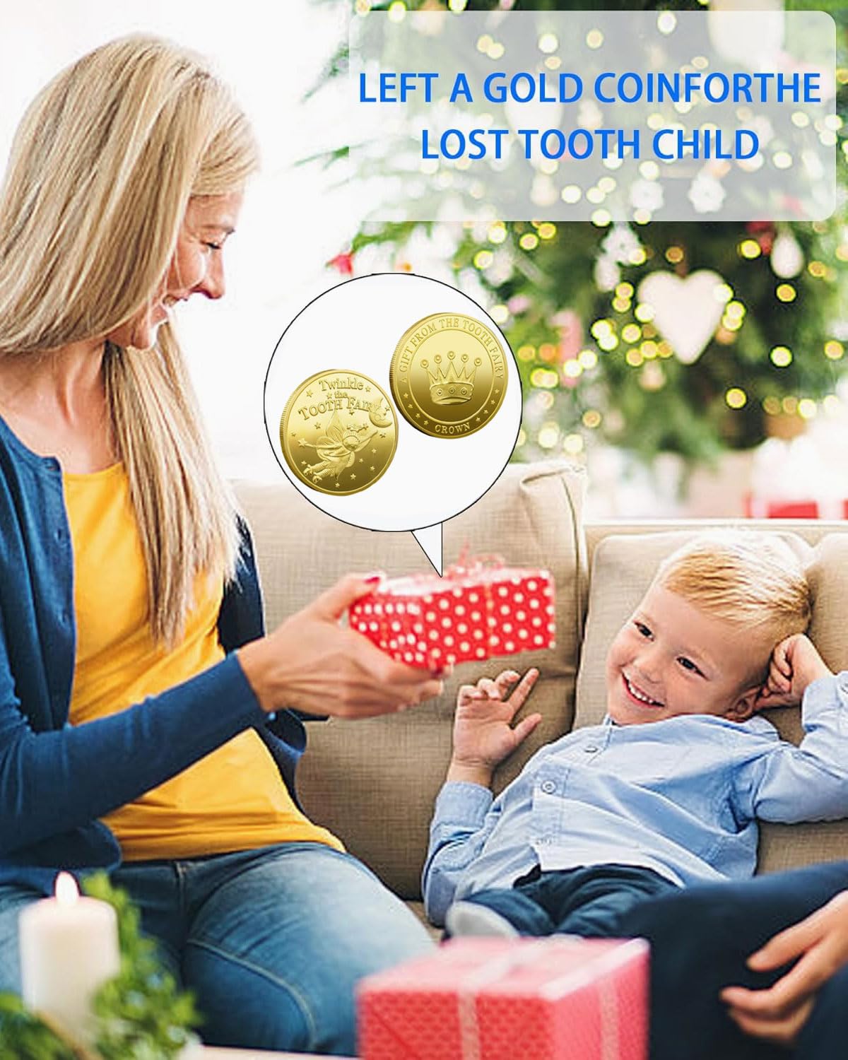 2 PCS Monete Fata dei Denti d'oro, Regalo Fatina dei Denti per Ragazze, Monete da Collezione Monete d'oro Moneta commemorativa per i Bambini dei Denti perduti, Stile corona, adatto ai ragazzi