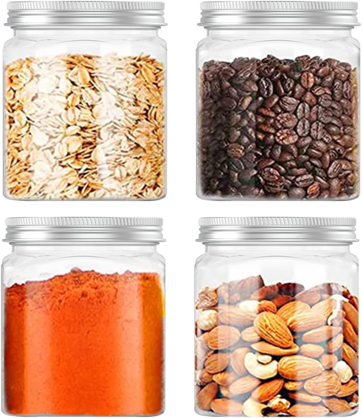 24 Oz Clear Plastic Jars 720mL Plastic Containers for Kitchen 2 Pack