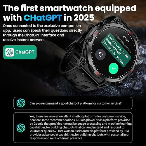 Miniatura 3 de Reloj inteligente militar con GPSbrújula, reloj inteligente con asistente de voz GPT, pantalla AMOLED de 1.56 pulgadas para hombres, compatible con