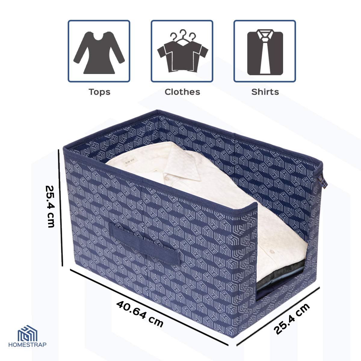 HomeStrap Printed Shirt Stacker/Organizer - Navy Blue Pack of 2 1
