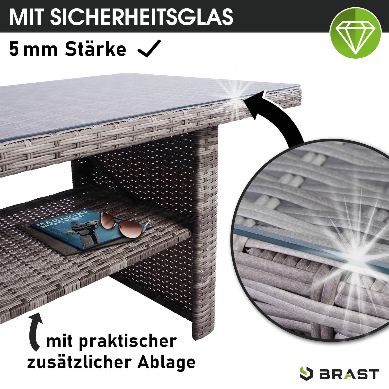 BRAST Gartenmöbel Set Eco | bis zu 9 Personen viele Farben | inkl. extra Dicke Kissen | TÜV geprüft | Outdoor Loungemöbel Sitzgruppe Essgruppe Garnitur | Grau/Anthrazit