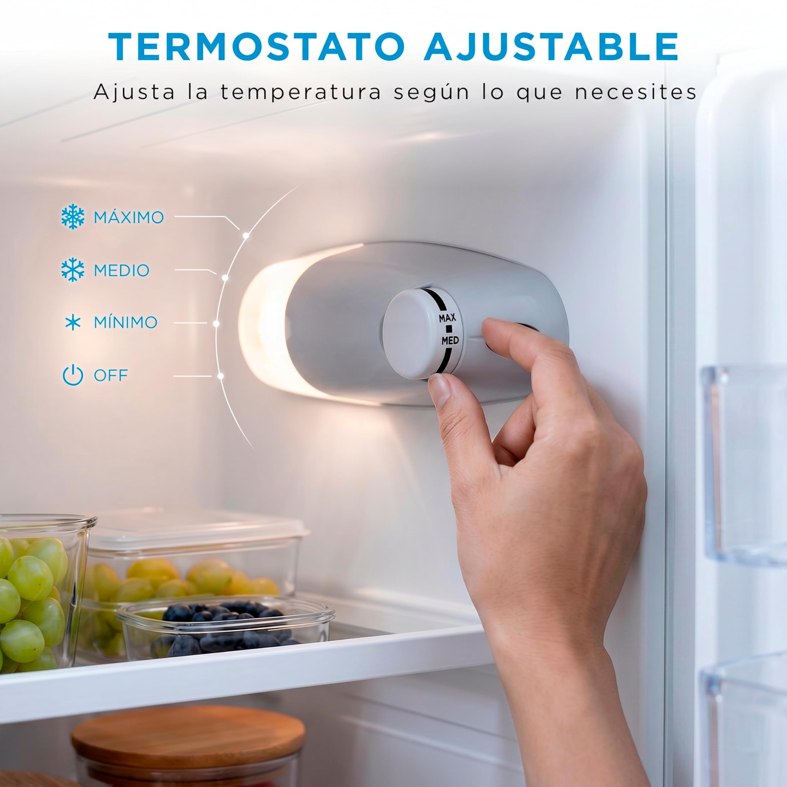Midea Frigorífico 2 puertas 140 cm alto x 55 cm ancho, Blanco, Capacidad 204 L, Nevera Pequeña con Congelador Low Frost de Bajo Consumo, Puerta Reversible, Luz LED, Silencioso 40dB, Cajón de Frutas