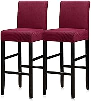 Vista 19 de Lellen Juego de 2 fundas para taburetes de bar, fundas elásticas y lavables para asientos de taburetes de bar, fundas extraíbles para sillas de bar