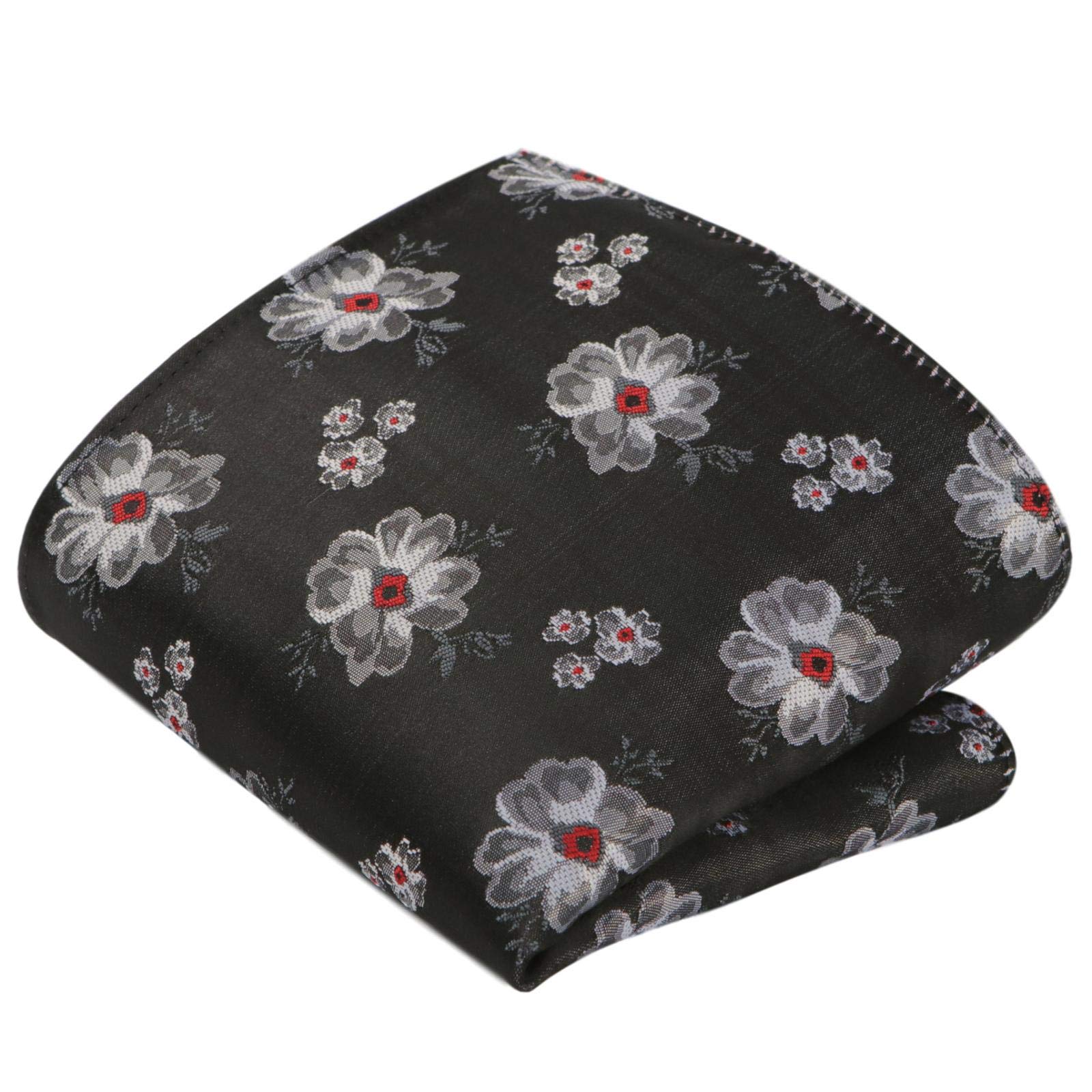 GASSANI Set Cravatta Uomo Sottile Con Fantasia Floreale, Lunghezza Extra, Larghezza Slim 6 Cm, Con Pochette Fazzoletto - 6 Colori Satinati