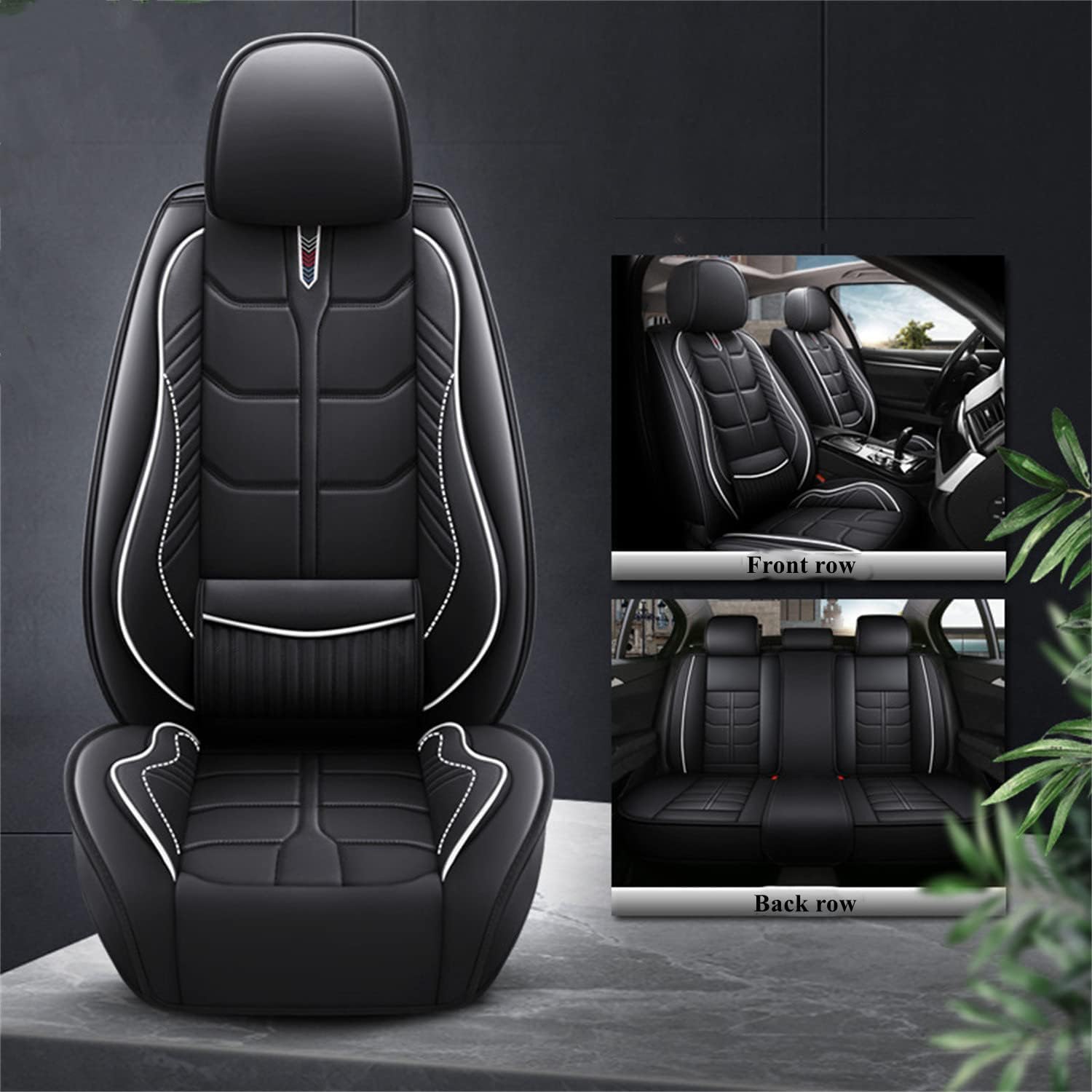 Coche Juegos De Cubreasientos para Jeep Compass 1. Generation 2007-2017, Impermeable Transpirable Fundas Interior Accesorios,A/Blackwhite- Nopillow