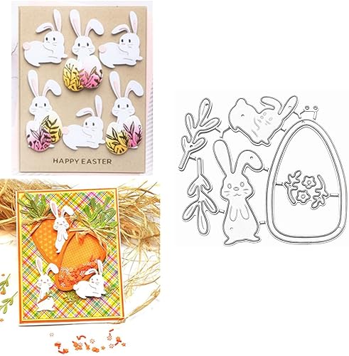 Troqueles de metal de conejo de Pascua, diseño de animales de conejito de Pascua, huevo, zanahoria, plantillas de troqueles de corte, manualidades,