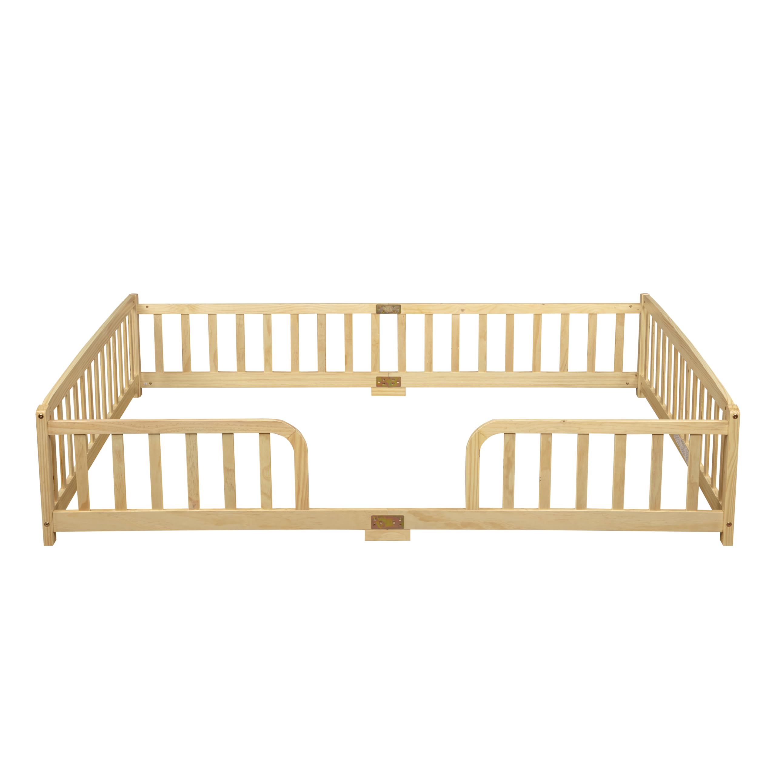 Cama Infantil Montessori 140x200 cm con Barrera, Color Natural