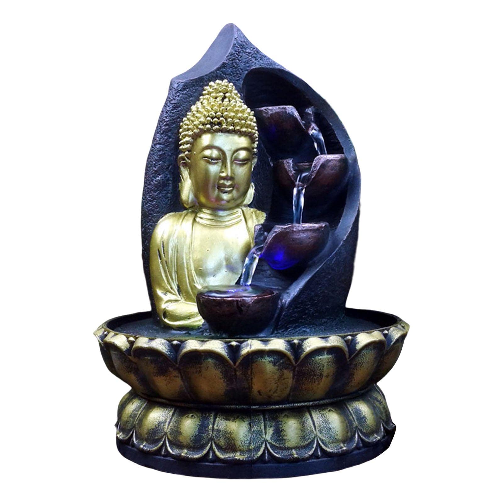 UJEAVETTE Buddha Water Fountain Waterfall with Circular Water Flow Relaxing Office-image-24