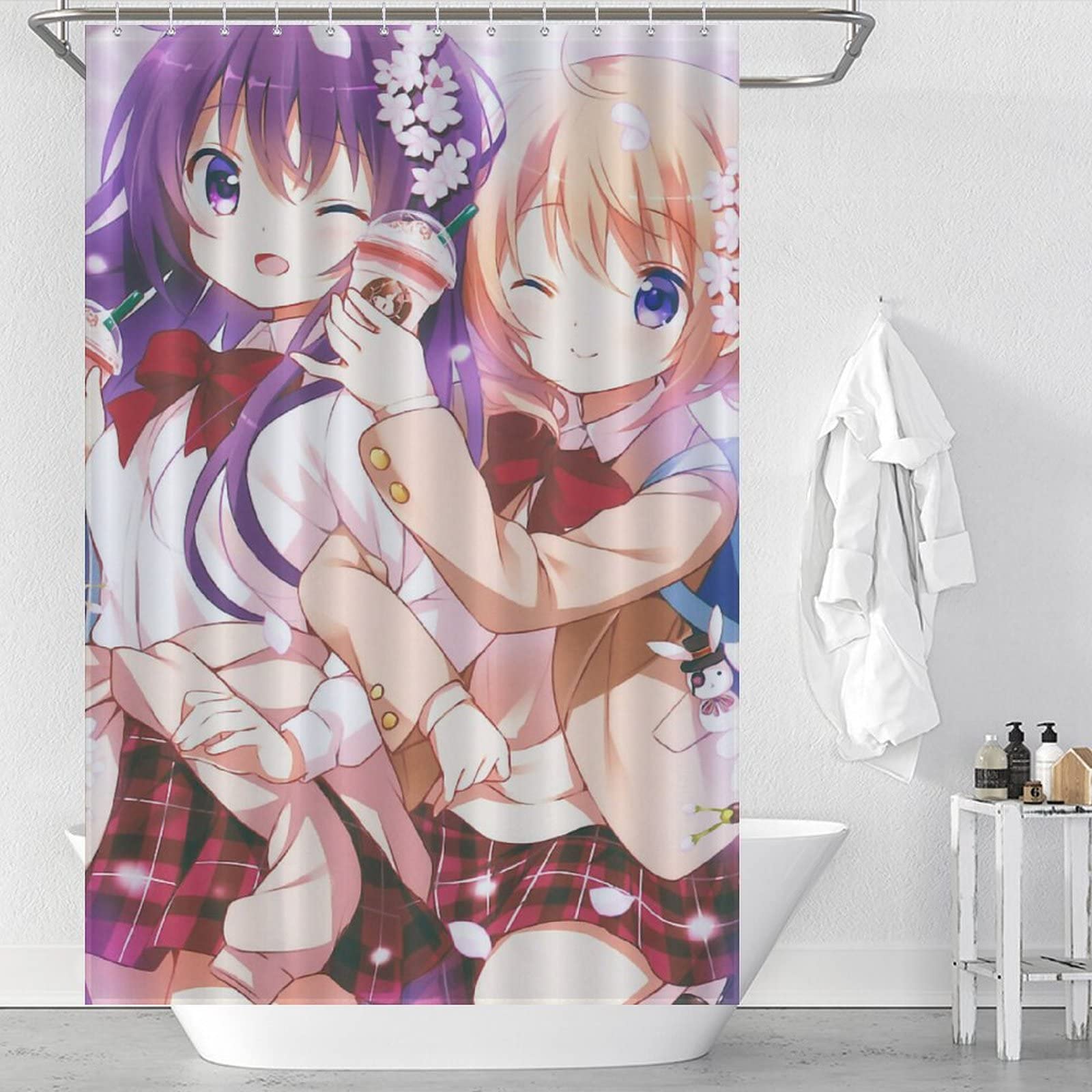 ★新品未開封★ シャワーカーテン ご注文はうさぎですか？？ Amazon｜シャワーカーテン ご注文はうさぎですか 66x72Inch