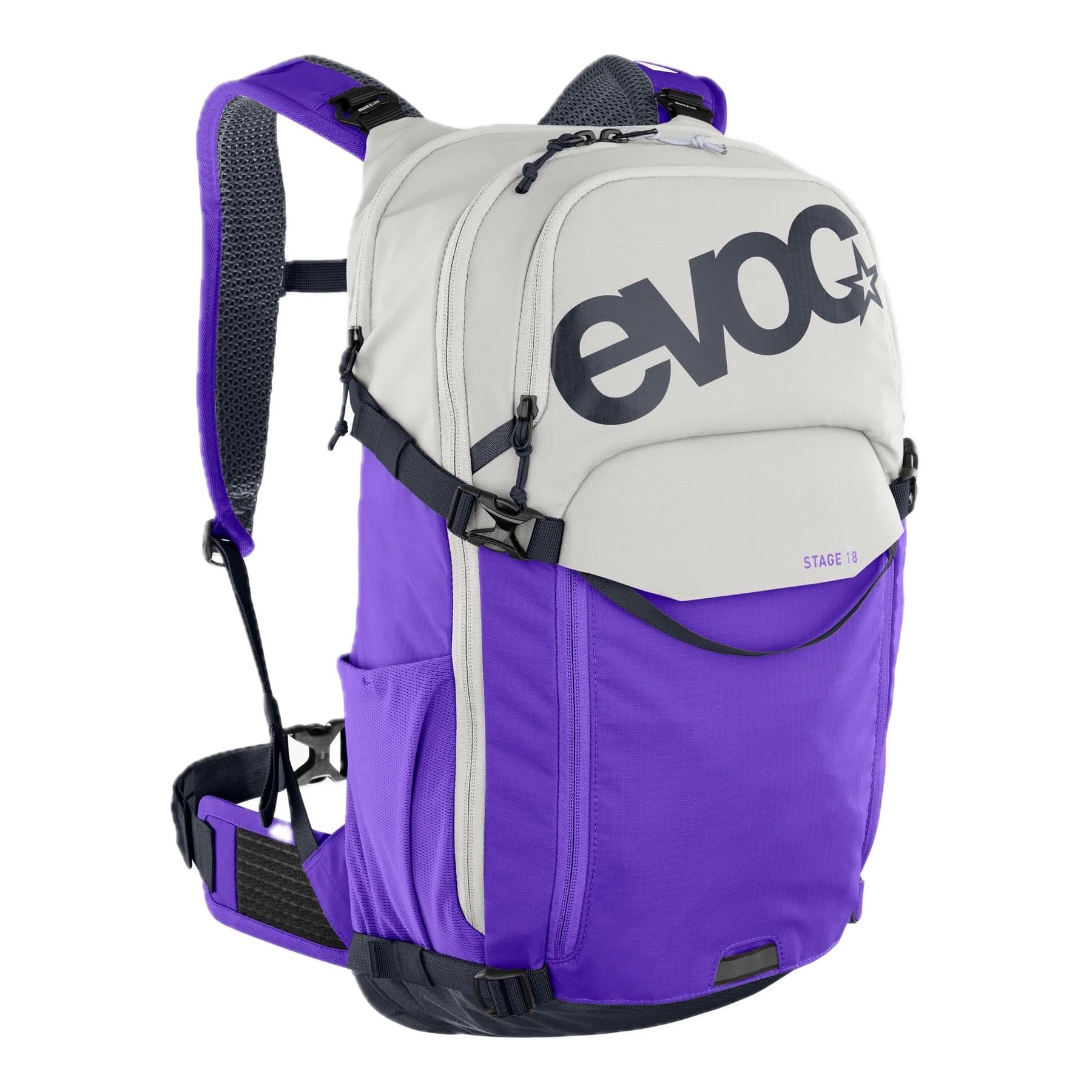 EVOC STAGE 18 techniczny plecak do wycieczek rowerowych i tras, plecak (plecak trekkingowy z dużą przestrzenią do przechowywania, plecak turystyczny z regulowanymi paskami na ramiona)