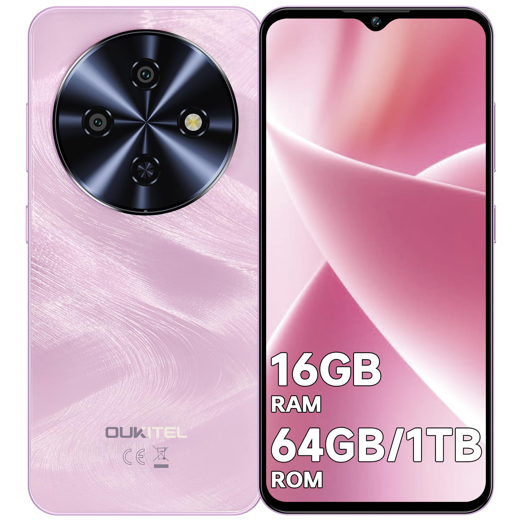 OUKITEL C5 Smartphone 2026, 16GB+64GB/1TB Telefono Cellulare | 6.52" HD Telefoni, 5000mAh Cellulari e Smartphone, 13MP+5MP Smartphone Gaming, 4G Dual SIM/Face ID/GPS/OTG/Tipo-C, Viola